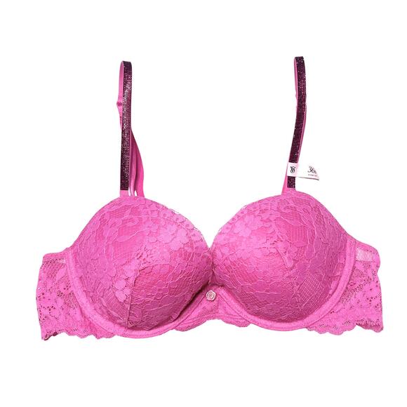 Victoria's Secret Dream Angels Twinkle Strap Lace Push-Up Bra New Peony Size 36B - Picture 5 of 6